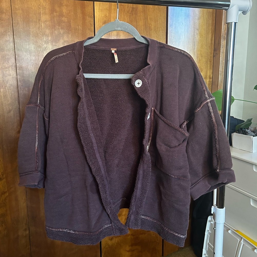 Free People Plum Open-Front Blazer